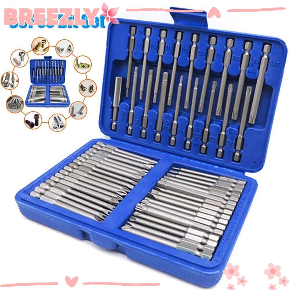 BREEZLY 50/36 ชิ้นยาวไขควงชุด Bit, 1/4 หัวยาวพิเศษไขควงไฟฟ้าชุด, 75 มม.หลายสเปค Magnetlc Torx Star Hex Spline Bit