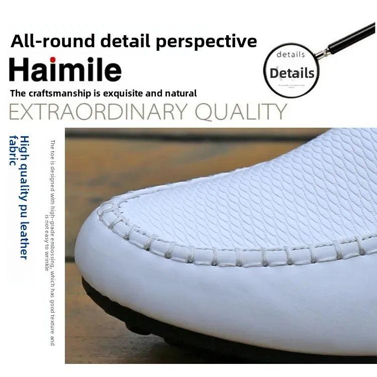 รองเท้าลําลองอินเทรนด์สําหรับผู้ชายรองเท้าหนังขนาดเล็กสังคมเยาวชนสไตล์เกาหลียางแต่เพียงผู้เดียวผู้ใหญ่รองเท้าโลหะตกแต่ง - รูปที่ 3