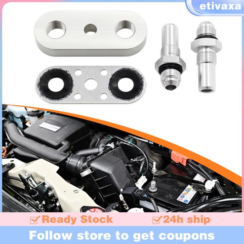 [Etivaxa] Transmission Cooler Line Adapter Plate Oil Seal Line Connector อลูมิเนียมสําหรับ 8L90E 6L9