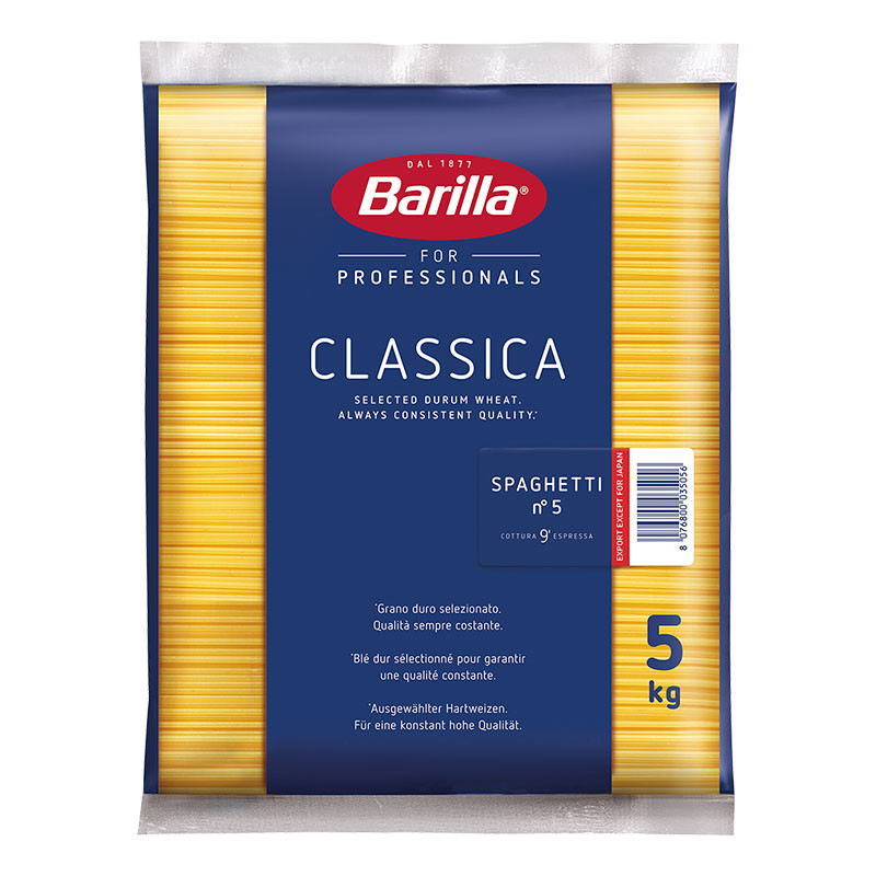 บาริลล่า เส้นสปาเก็ตตี้ เบอร์ 5 5 กก. (BARILLA Spaghetti No.5 5 kg)