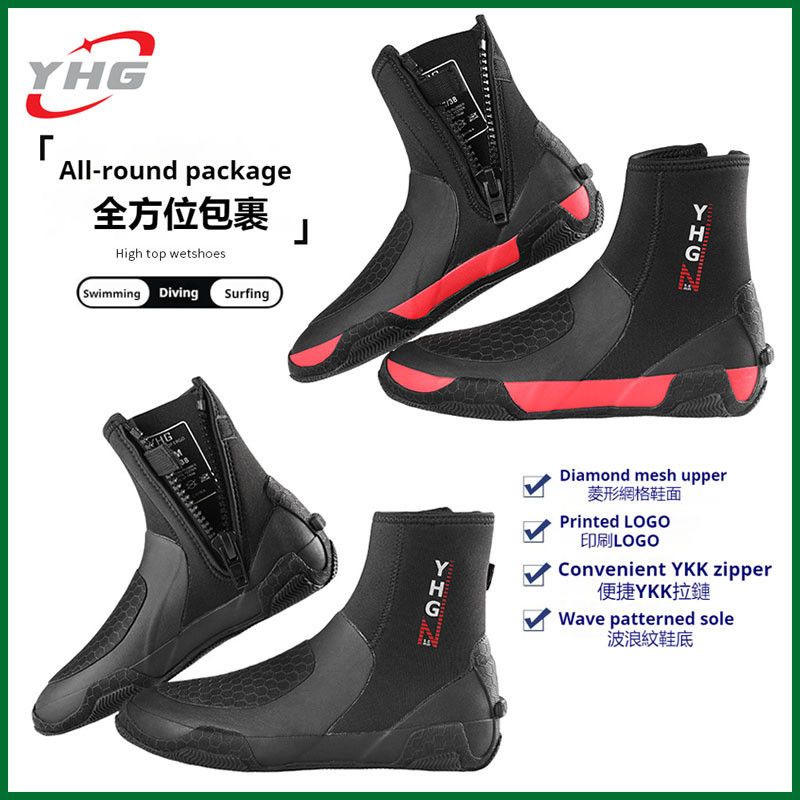 รองเท้าดำน้ำผู้ชาย 5MM neoprene high-top แบบ warm ออกแบบมาเพื่อการสวมใส่สบาย ทนทาน และป้องกันการลื่น