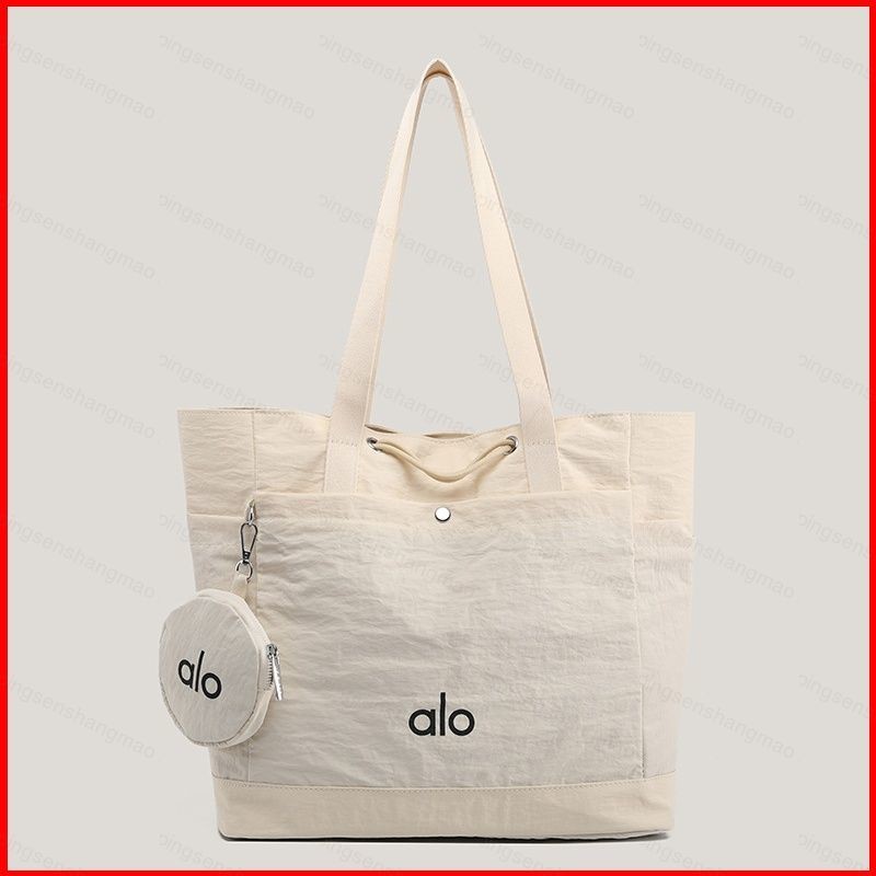 กระเป๋าโท้ท Alo Casual สไตล์แคชวล น้ำหนักเบาทองสำหรับผู้หญิง วัสดุไนลอนกันน้ำ