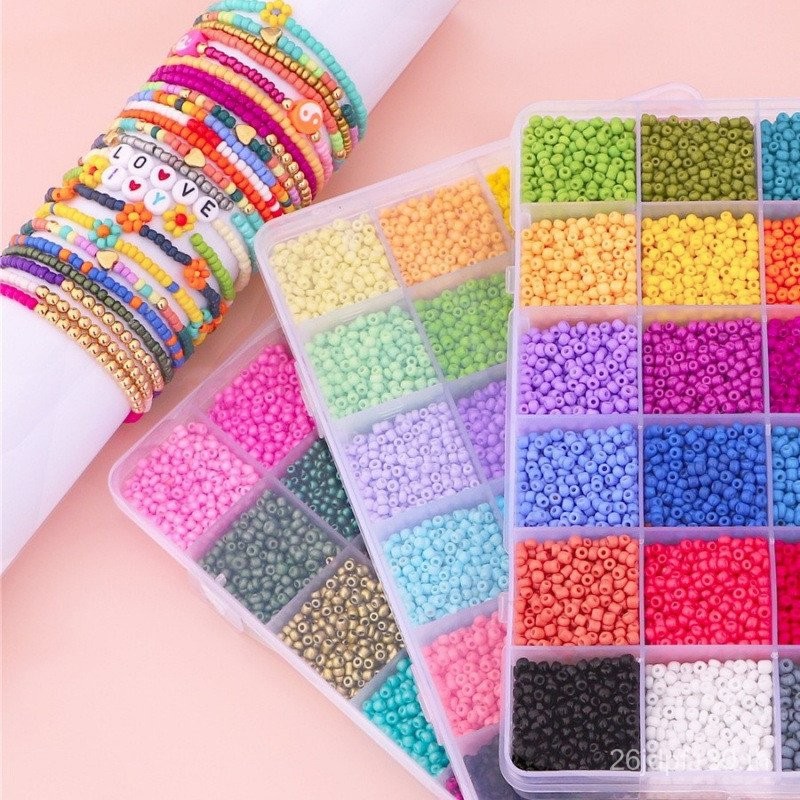 15อุปกรณ์เสริมถักเครื่องประดับสร้อยข้อมือสร้อยข้อมือสร้อยคอแก้วฉินวัสดุสีทึบหลอดลูกปัดข้าวทําเองตารา