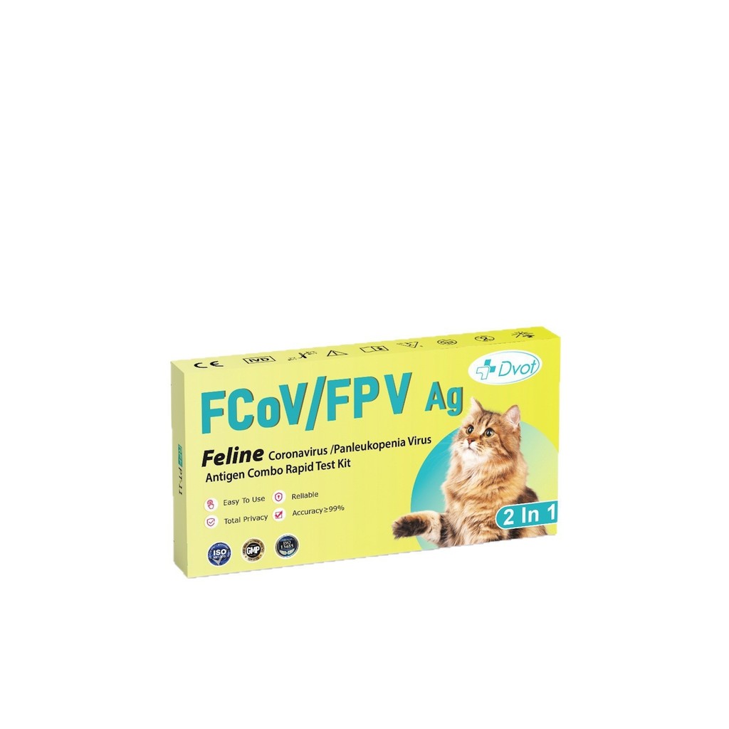 DVOT กระดาษทดสอบสัตว์เลี้ยง FCoV/FPV กาฬโรคแมว/แมว Coronaไวรัส 2 in 1 Home Screening Cat Health 1013