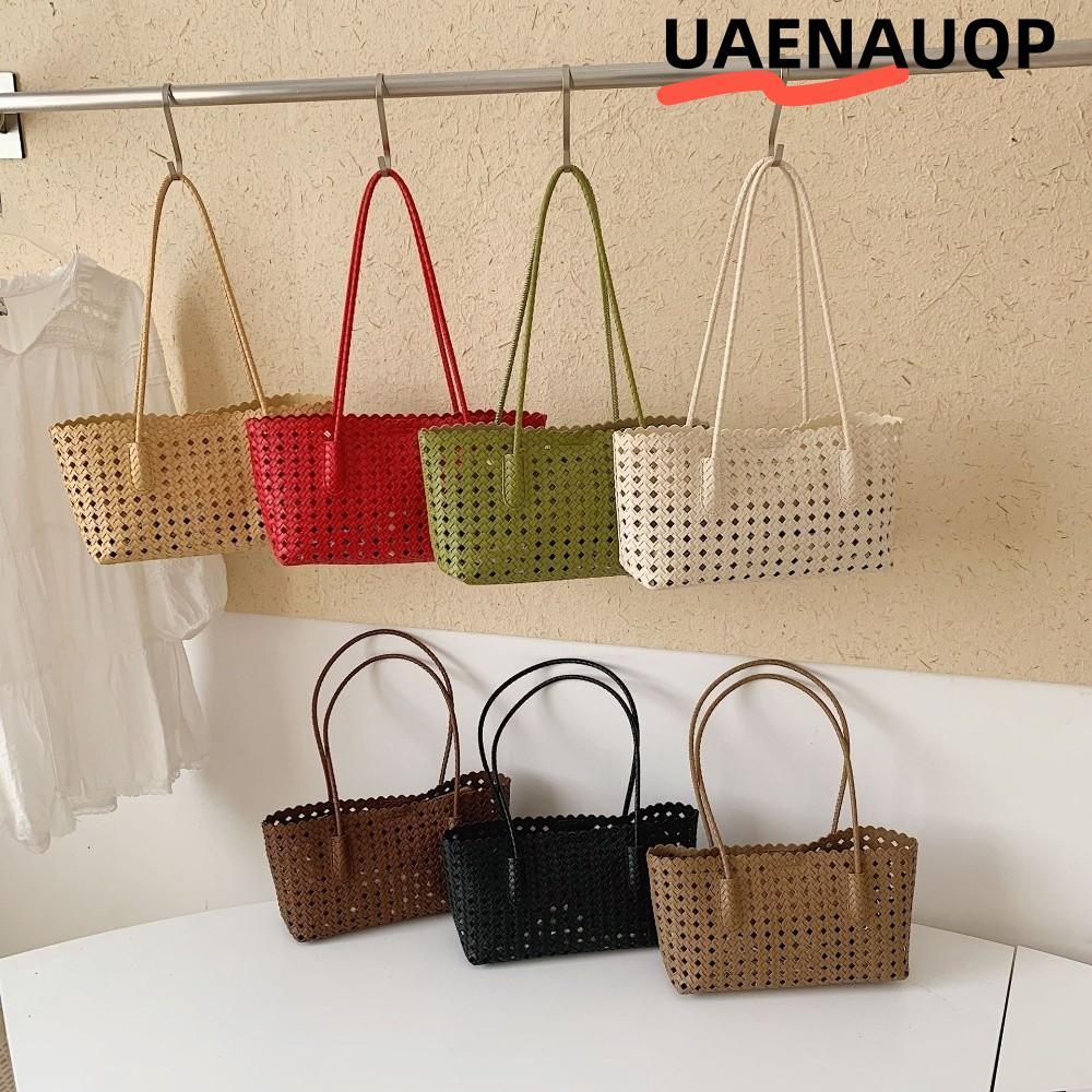 UAENAUQP ทอ Tote กระเป๋า, PU หนังขนาดใหญ่ความจุ Hollow Out กระเป๋าสะพาย,กระเป๋าด้านใน Hollow Out 25x17x12 ซม.ช้อปปิ้งทุกวัน Travel