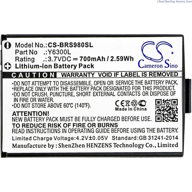 Cameron Sino 700mAh ชุดหูฟังไร้สายแบตเตอรี่ Y6300L สําหรับ Blinc G2, ONEAL, RF710, RF-730, RS-980, R