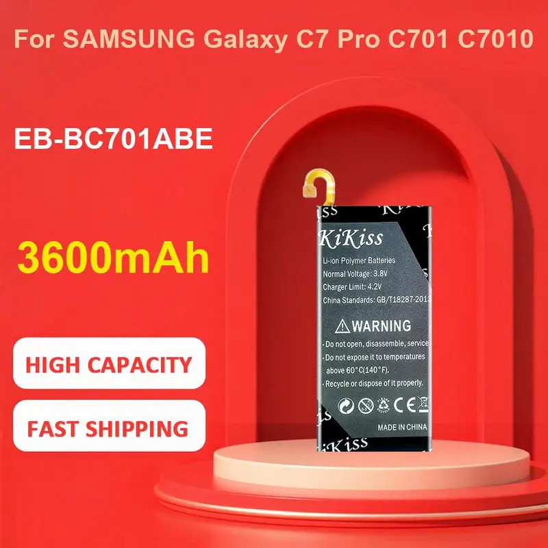 แบตเตอรี่ KiKiss สําหรับ SAMSUNG Galaxy C7 Pro C701 C7010,EB-BC701ABE,3600mAh