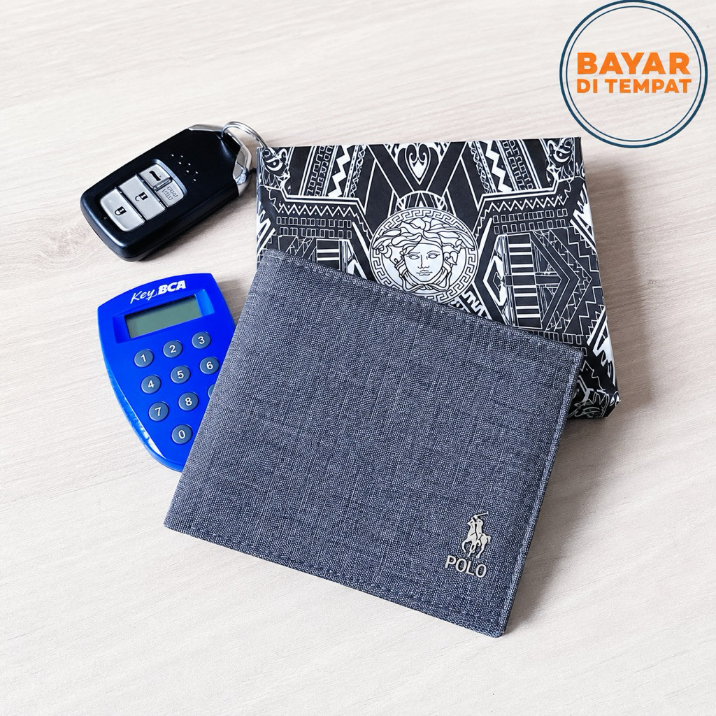 10 วัน!! POLO Fashion Mens Wallet Canvas Leather Material JP10 + Free Exclusive Box