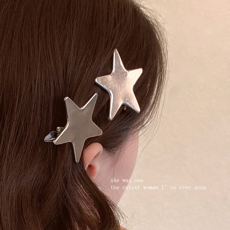ชุด 4 ชิ้น Silver Five-Pointed Star Side Clip Simple รูปที่ 3