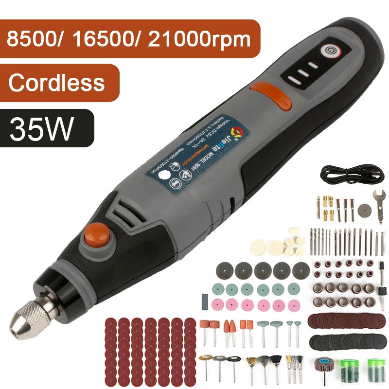 35W สว่านไฟฟ้าไร้สาย Mini Wireless แกะสลักเจาะปากกาขัด USB ชาร์จ Dremel โรตารี่เครื่องมือสําหรับเครื