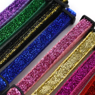 Sparkly Glitter ปลอกคอแมวความปลอดภัย Breakaway หัวเข็มขัด Bell โลหะ D แหวนปรับสัตว์เลี้ยง 12 สีสําหรับลูกแมวสุนัขขนาดเล็ก Chihua