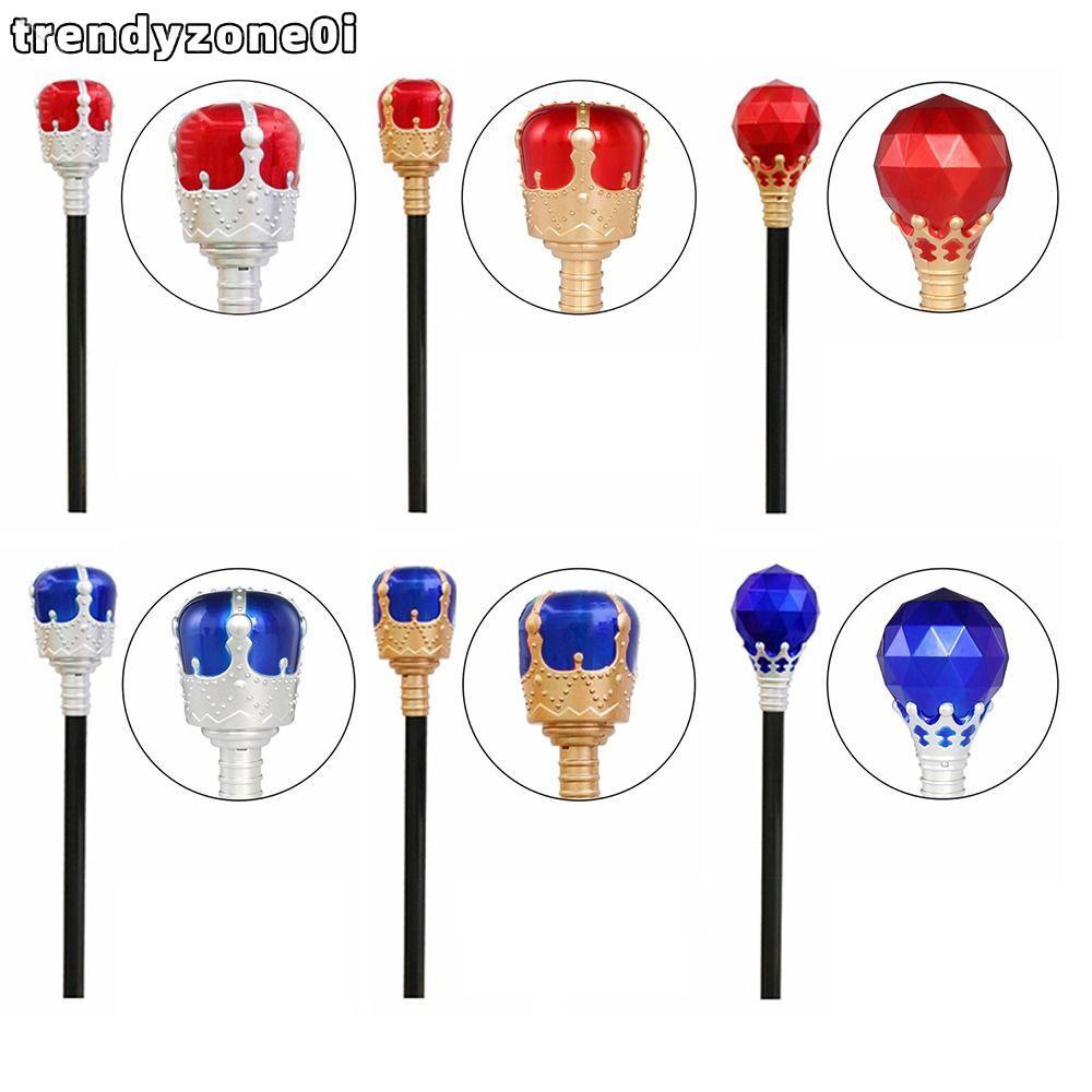 TRENDYZONE0I King Queen Scepter, Performance พลาสติก Princess Prince Cane, ทนทานสีแดง/สีฟ้าฮาโลวีนแต