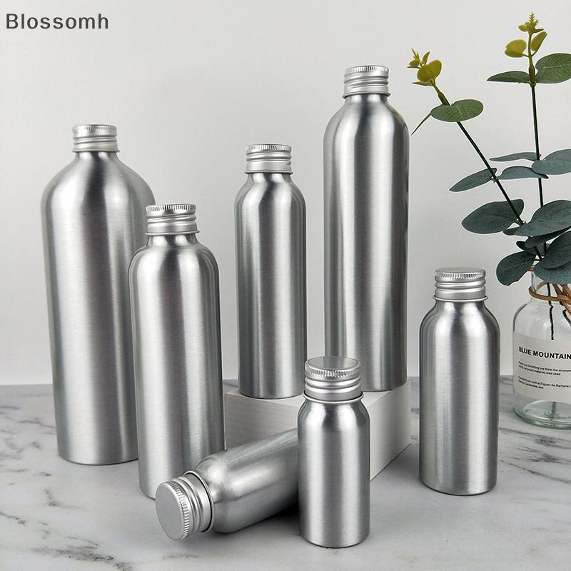 Blossomh 30ml-250ml ขวดอลูมิเนียมสีเงินพร้อมฝาเกลียวน้ําหอมเครื่องสําอางโทนเนอร์ขวดน้ํา Travel Protable ขวดรีฟิลใหม่
