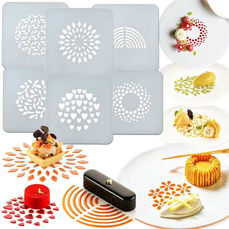 จานตกแต่ง Hollow Mold Western Food Cuisine พิมพ์แม่แบบเค้กจานเย็นการตั้งค่าเครื่องมือที่มีประโยชน์ Artistic Conception จานตกแต่ง Utens