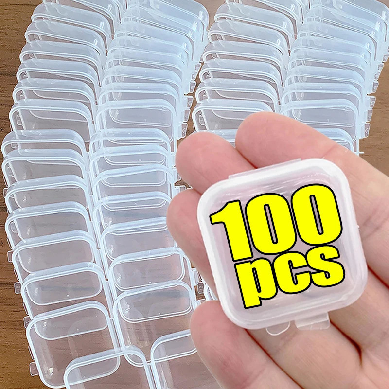 20-100 ชิ้นกล่องเก็บเครื่องประดับขนาดเล็กโปร่งใสวัสดุ PP ขนาดกะทัดรัด Multi-Function Mini Storage Organizer สําหรับต่างหู