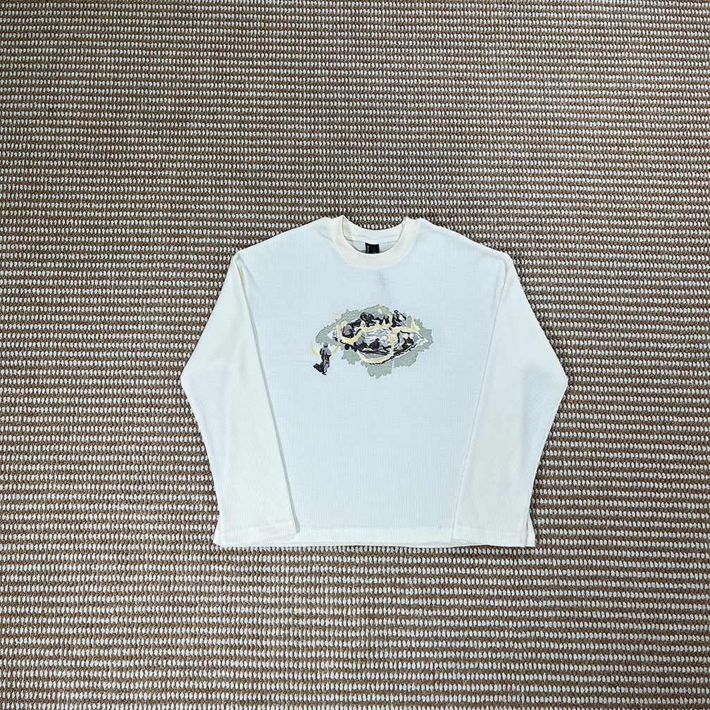 FE77 Derschutze chromecool Street Retro Heavy Industry ปักวาฟเฟิลเสื้อยืดแขนยาว
