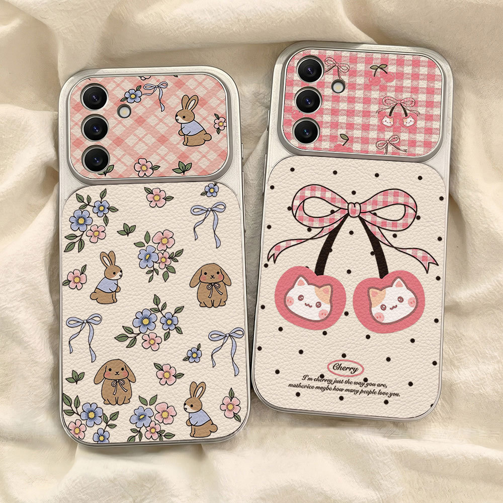 โบว์ บันนี่ เคส For Samsung A27 A37 A57 S26 A07 A17 A56 A36 A06 A16 A35 A55 A15 เคสโทรศัพท์หนังแกะ เคสโทรศัพท์ เคสมือถือ