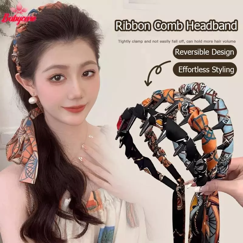 <BYCE-t> Ribbonb , Vintage Wave พร้อมริบบิ้นลายดอกไม้ &b - ที่คาดผมเอฟเฟกต์มงกุฎสูงแบบพลิกกลับได้