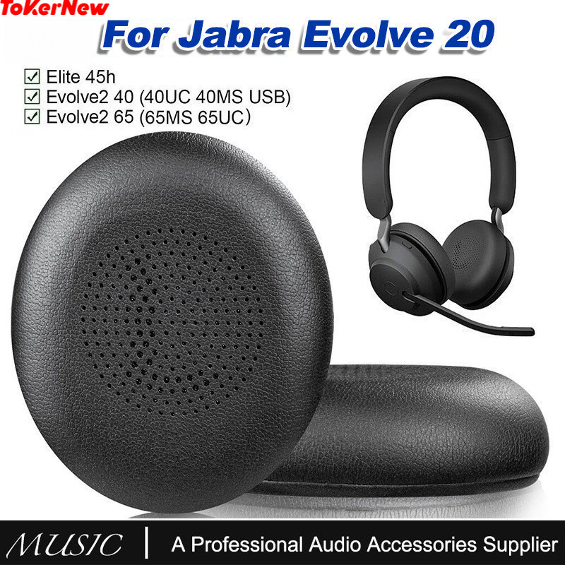 ToKerNew ฟองน้ำหูฟังสำหรับเปลี่ยนรุ่น Jabra Evolve2 65 (65MS, 65UC), Evolve2 40 (40UC, 40MS) และ Elite 45h (แบบ On-Ear)