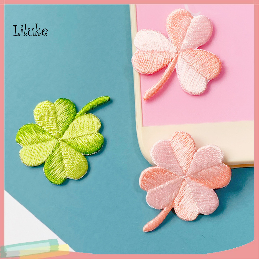 LK Four Leaf Clovers Iron-on Patch Patch สติกเกอร์สําหรับเสื้อผ้า Lucky Four Leaf Clover ปัก Iron-on