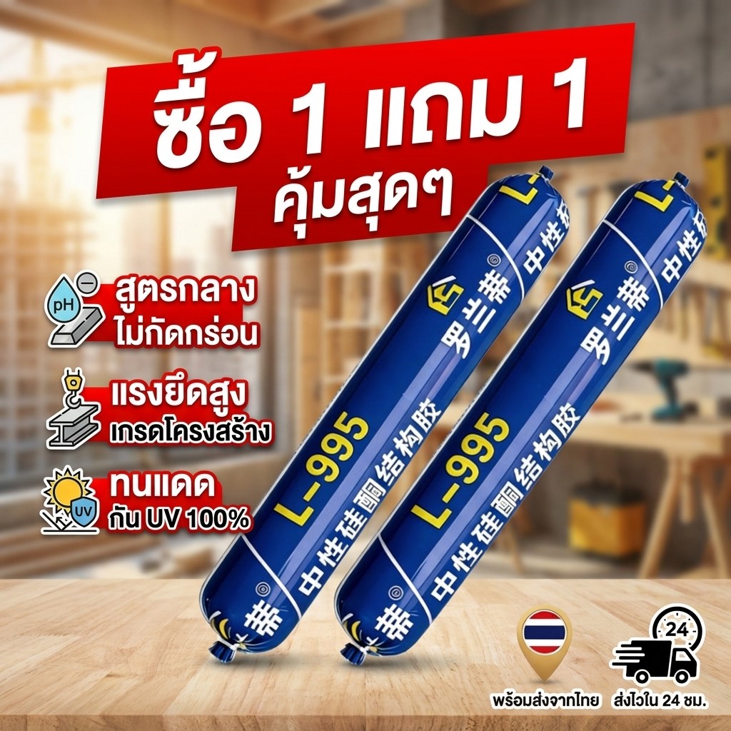 ซื้อ 1 แถม 1 กาวโครงสร้างกันน้ำ สูตรกลาง เกรดพรีเมี่ยม สำหรับติดกระจก ยาแนวรอยต่อ และอุดรอยรั่ว กาวแข็งแรง กาวโครงสร้าง
