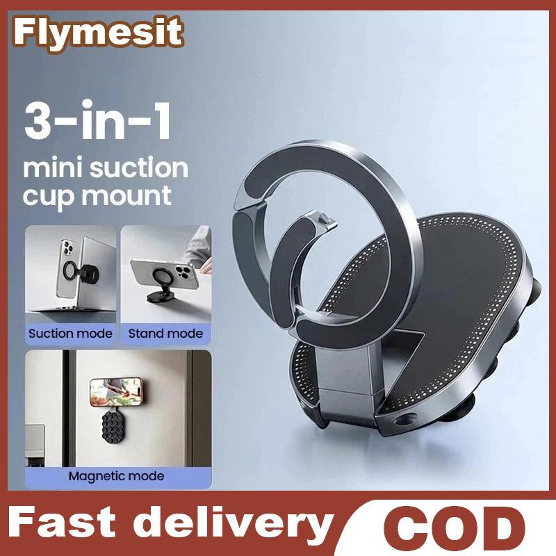 Flymesit 360° หมุนได้ 3-in-1 ที่วางโทรศัพท์แม่เหล็กดูด Mount Anti-Scratch ขาตั้งแบบพกพาสําหรับโต๊ะในรถยนต์ห้องครัวใช้ EN