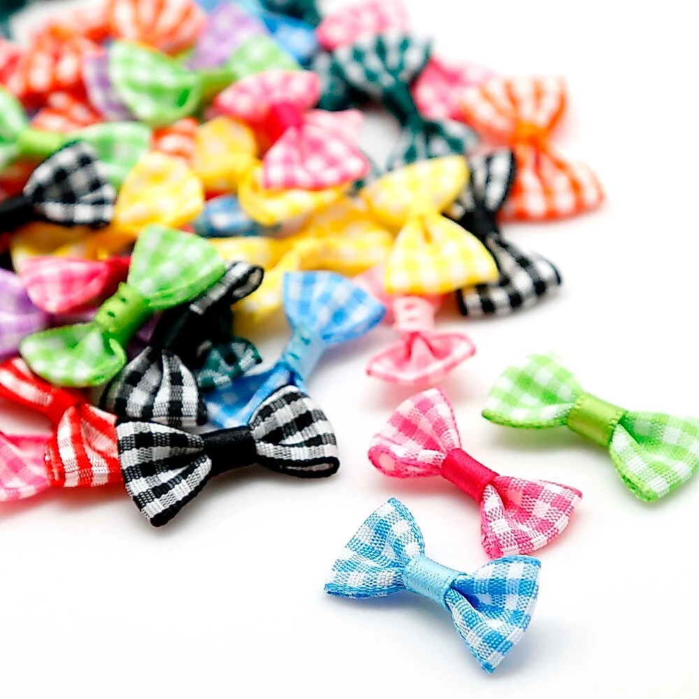 3X1.5 ซม.ลายสก๊อต Bowknot 25/50 ชิ้น DIY งานแต่งงานผมเครื่องประดับของขวัญ Party Craft ตกแต่ง
