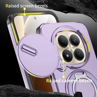 สําหรับ Xiaomi Redmi Note 15 14 Pro Plus 15 Pro+ 14S สไลด์กล้องเลนส์ป้องกันแหวนแม่เหล็กขาตั้งเคสโทรศัพท์เกราะกันกระแทกซิลิโคนแข็ง