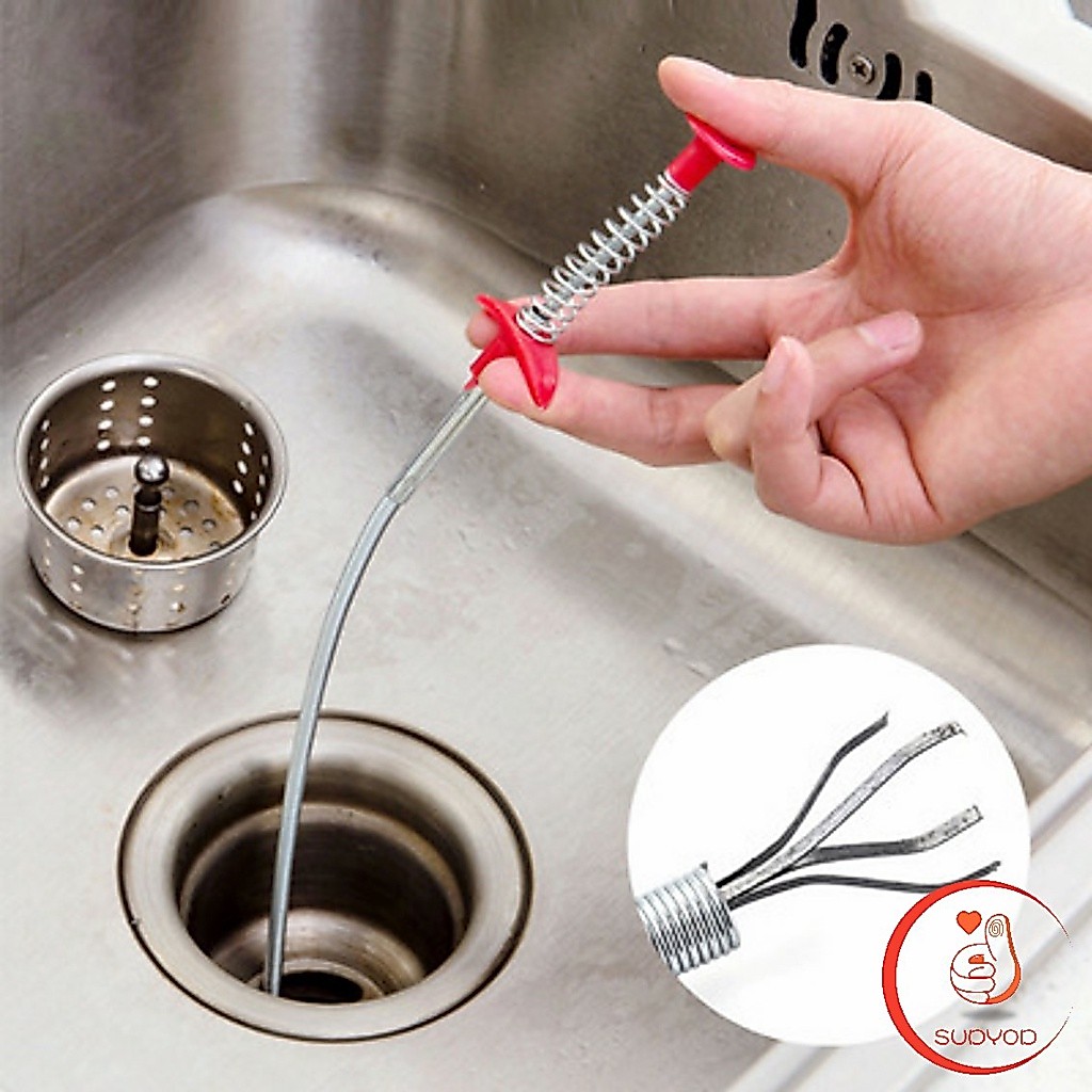 แก้ท่อตัน สปริงทะลวงท่อตัน งูเหล็ก งูเหล็กทะลวงท่อตัน  (ยาว60 เซน 60cm) Drain Pipe Jam Cleaner