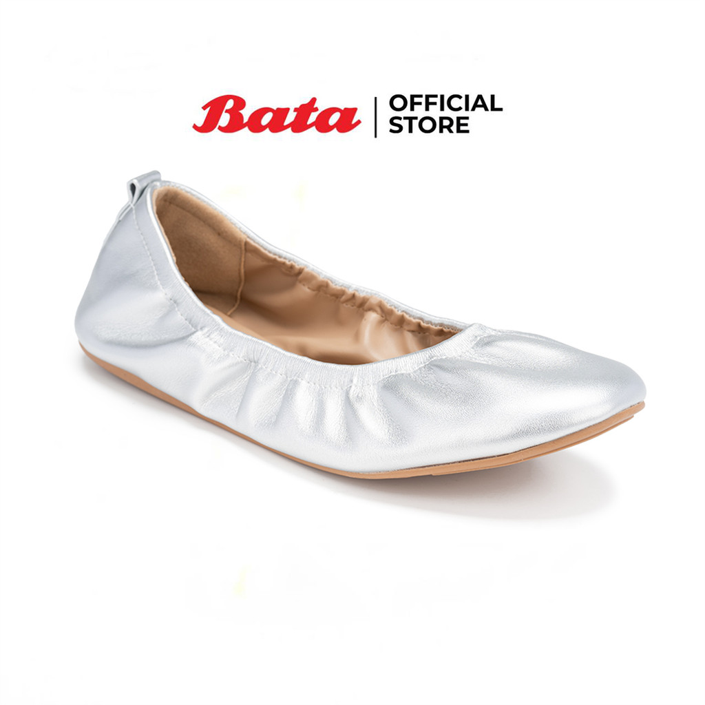 Bata บาจา รองเท้าเบเลลิน่า แบบสวม ส้นแบน สำหรับผู้หญิง รุ่น DELHI สีดำ 5316318 สีเงิน 5311318 สีน้ำตาล 5314318