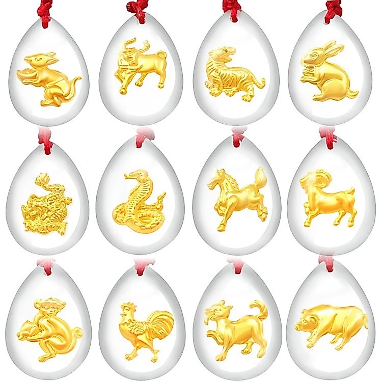 จี้คริสตัลราศี 12 ราศี 999.9 สีทอง 12 โลเก็ต