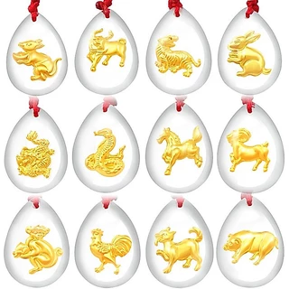 จี้คริสตัลราศี 12 ราศี 999.9 สีทอง 12 โลเก็ต