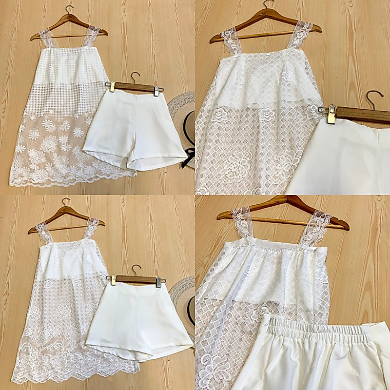 LILY ชุดเซ็ต 2 ชิ้น[เสื้อ+กางเกง]ชุดเซ็ต ชุดใส่เที่ยว ชุดน่ารักๆ ผ้าลูกไม้สวย ได้ลุคหวานๆค่า