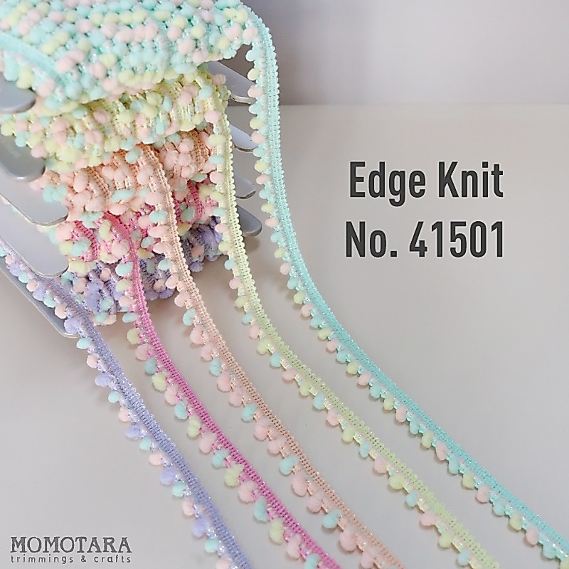MOMOTARA No. 41501  เทปทอชายครุยตุ้ม Edge Knit ขนาด 1.3 CM ยาว 18 หลา