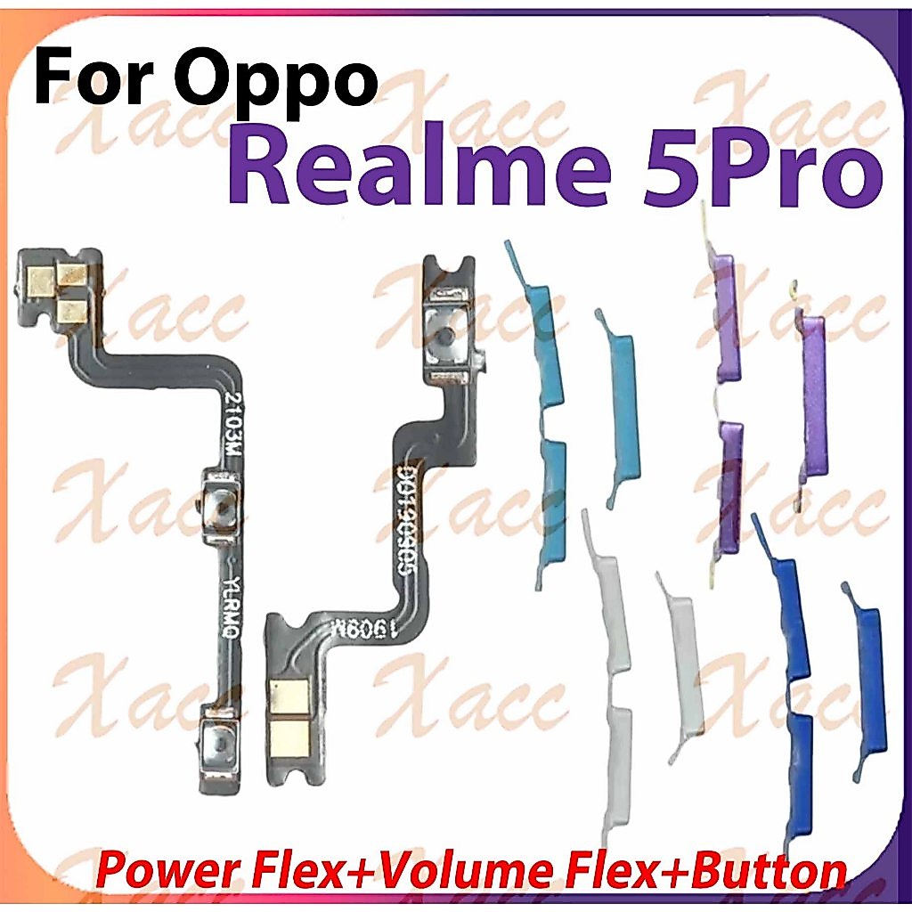สําหรับ Realme 5 Pro ปุ่มปรับระดับเสียงไฟ Flex Cable พร้อม ON OFF ด้านข้าง Key Output Ribbon Repair Part เปลี่ยนการติดตั้งโทรศัพท์