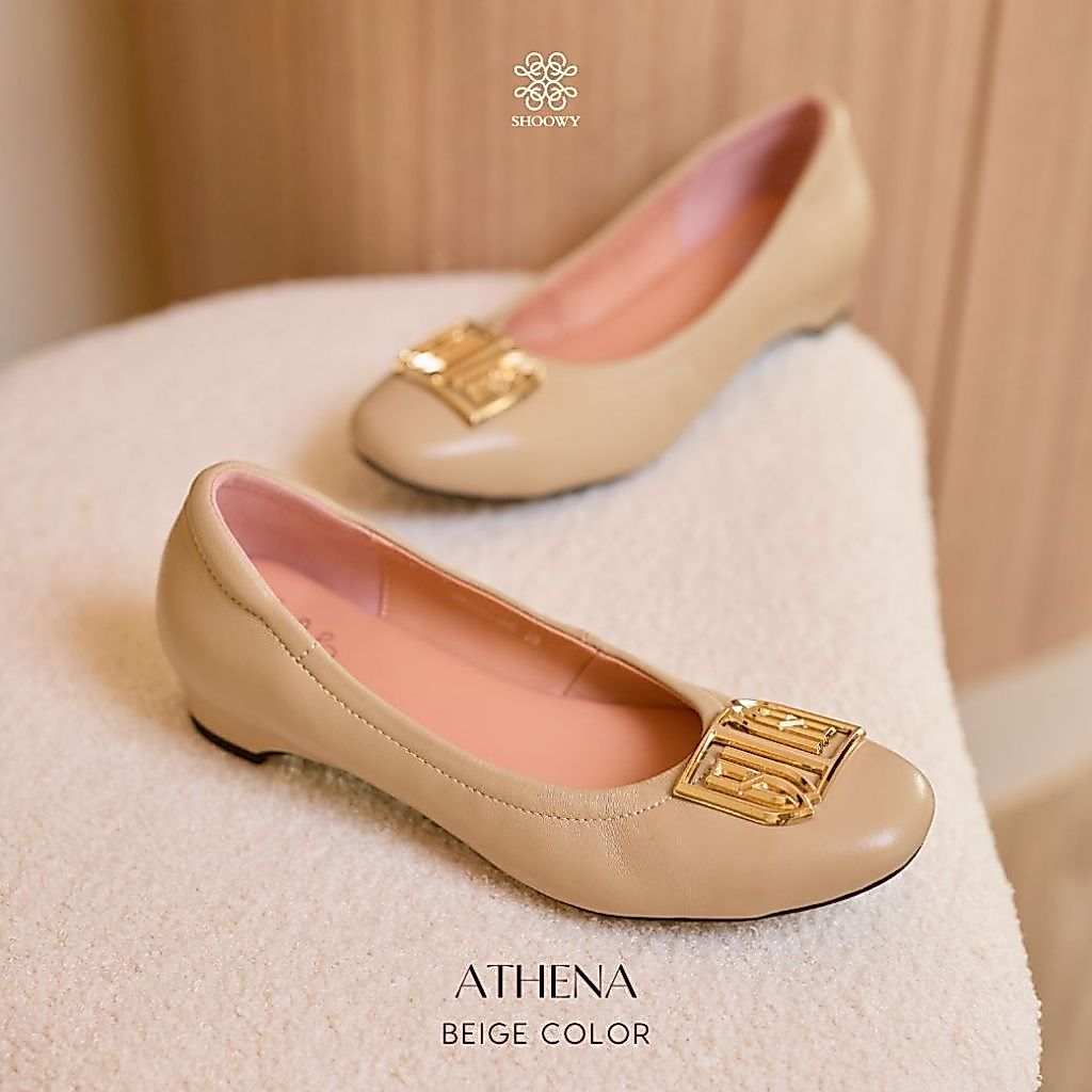 Shoowy รองเท้าหนังแกะรุ่น Athena Beige Color (สีเบจ)