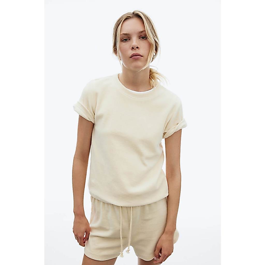 H&M(เอชแอนด์เอ็ม) เสื้อยืดผ้ากำมะหยี่ ผู้หญิง 1300652