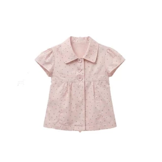 LUNA~Xสีชมพู ลายพิมพ์ เสื้อเชิ้ต เวอร์ชั่นเกาหลี รุ่นใหม่ สไตล์วิทยาลัย