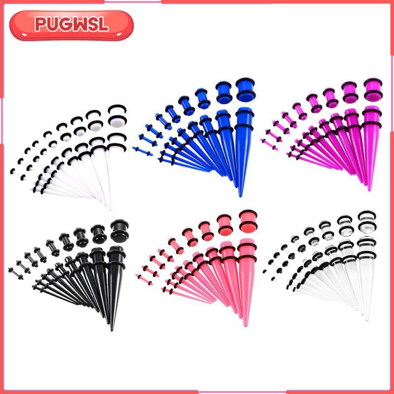 [pugwsl] 18 ชิ้น Punk Ear Plug Tapers Kit ยืด Expander Stretchers Gauges 14g-00g