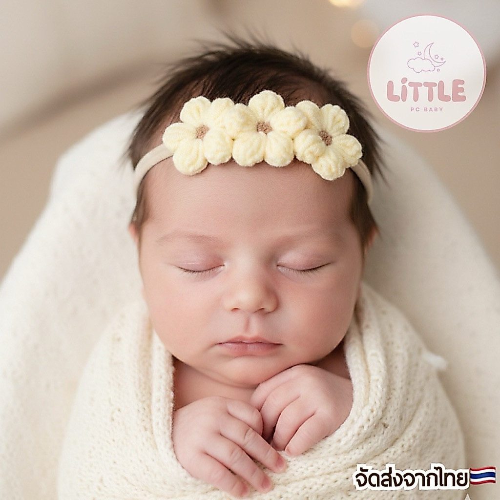 คาดผมเด็กอ่อนแรกเกิด รุ่นBaby little daisy ที่คาดผมสำหรับเด็กเล็ก0-12เดือน
