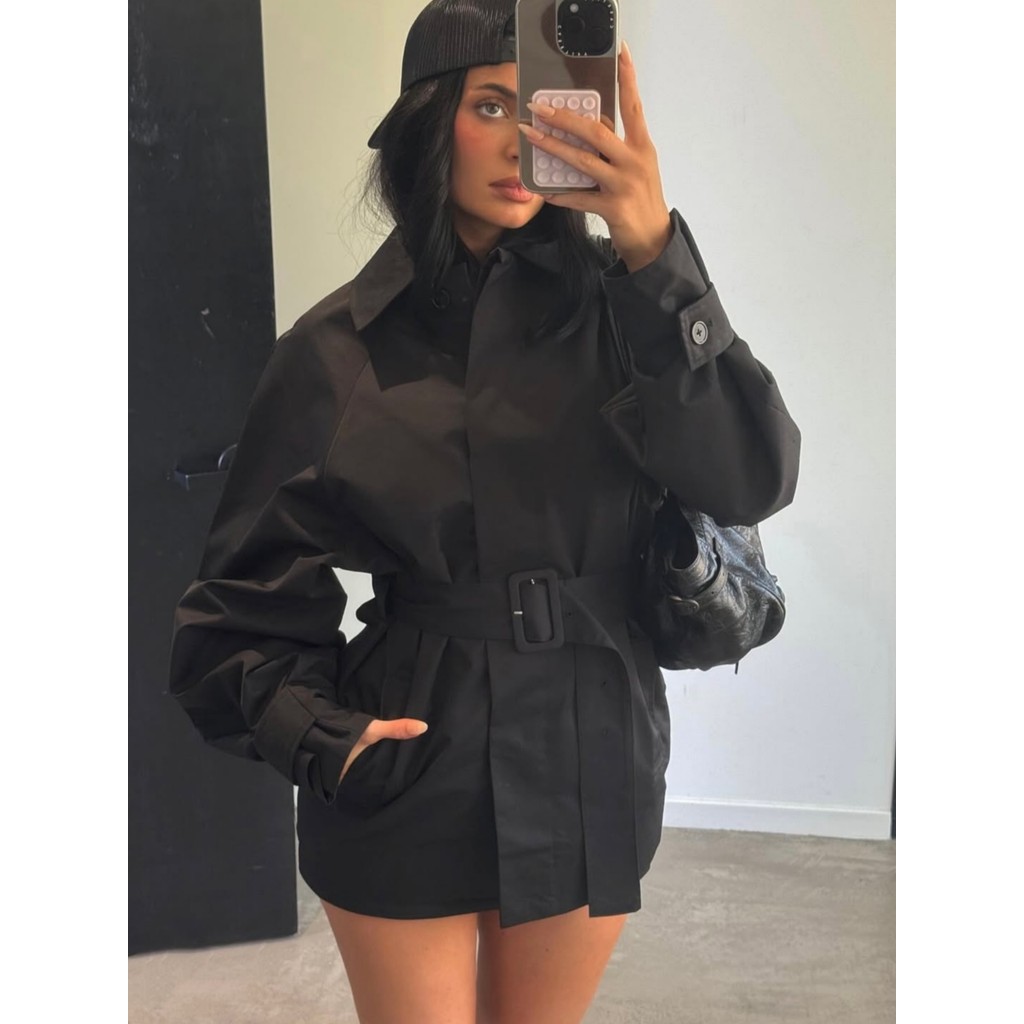 Kylie สไตล์เดียวกัน ~ KHY x HYDRA Co-Branded Lace-Up แคบ-เอวสั้น Windbreaker อารมณ์เสื้อแจ็คเก็ตผู้ห