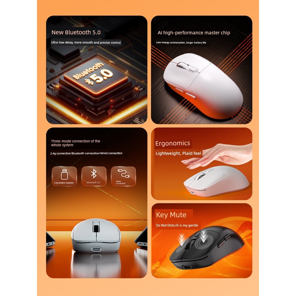 เมาส์ไร้สาย mouse wireless เมาส์ไร้สายน้ําหนักเบา Bluetooth Dual-Mode Silent Gaming Game สํานักงานคอ