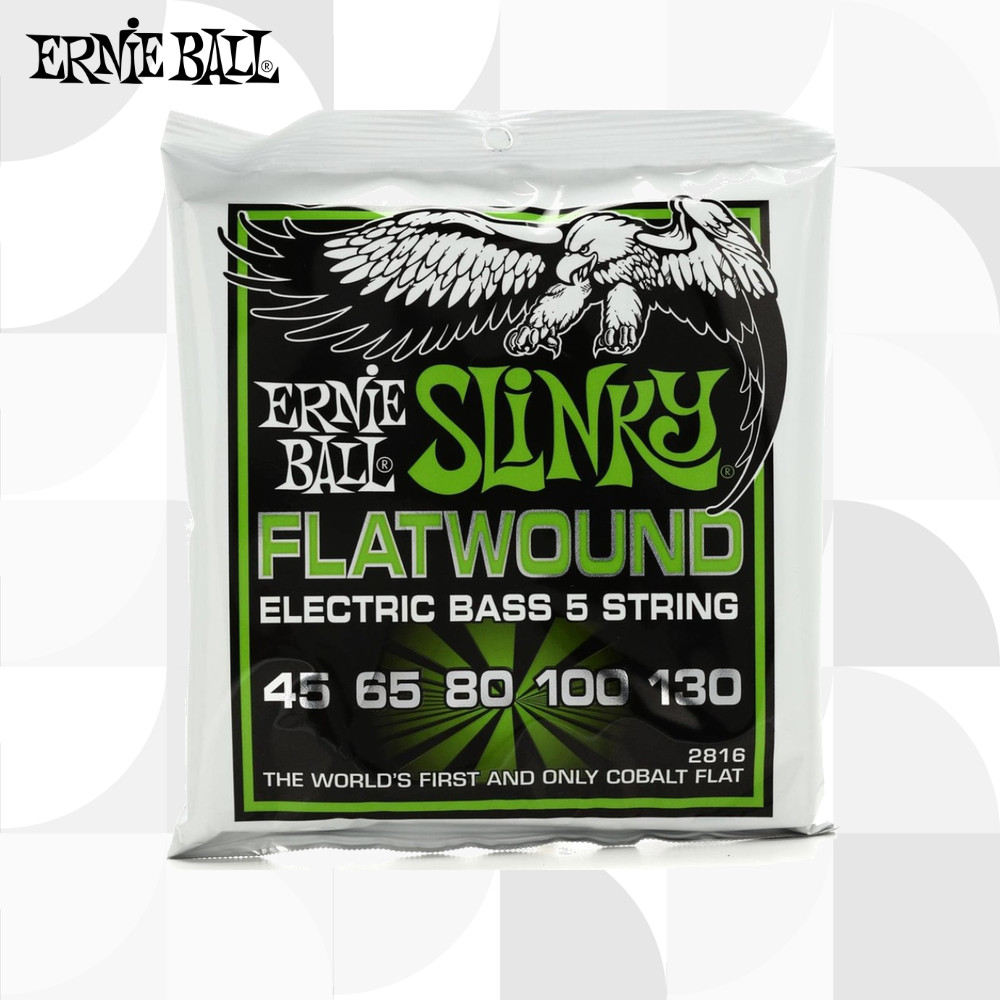 ERNIE BALL 2816 Slinky Flatwound Bass Regular Slinky (.045-.130) 5 สาย Bass Strings สายเบส【ส่งตรงจาก