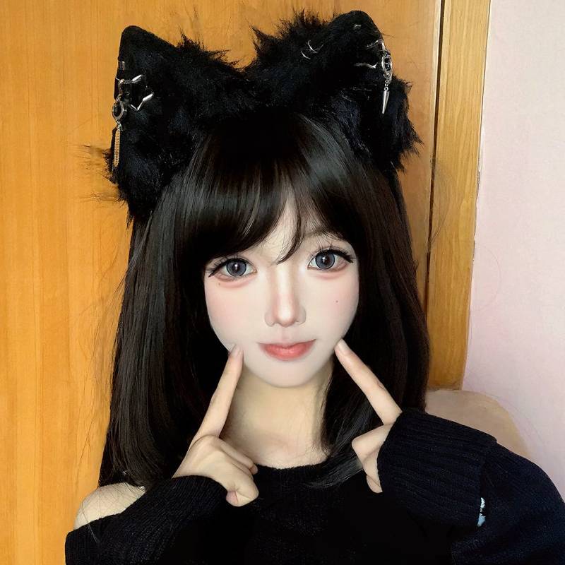Wolf Ear Cosplay Cat Ears Headdress Plush Simulation Animal Ears Headband Accessories U3Cq