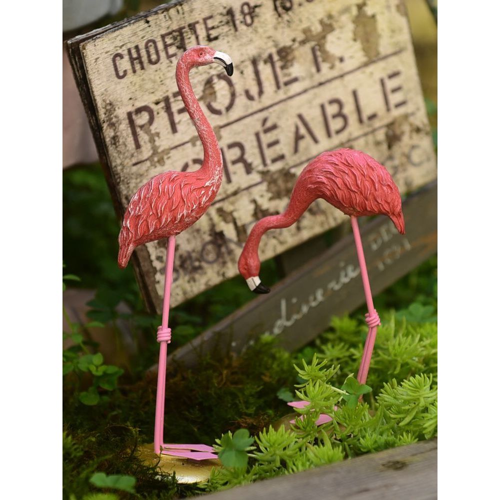 Nordic Resin Mini Vertical Flamingo Gardening Grocies Gardening Moss Succulent Fresh เครื่องประดับ