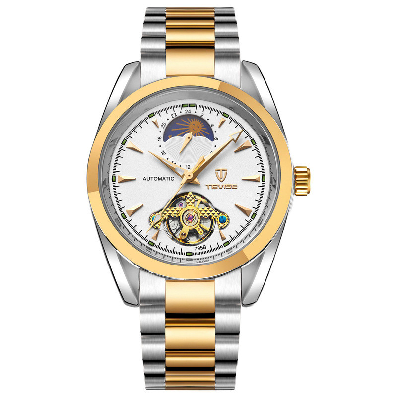Swiss tevise Tvise นาฬิกากลไกอัตโนมัตินาฬิกา Tourbillon Stall กันน้ําผู้ชาย Star 3