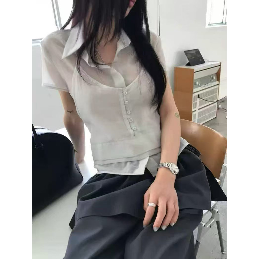 ฤดูร้อนผู้หญิงผูกคอปกเชือกแขวนคอเสื้อแขนสั้นยกทรงชุดสองชิ้น 260629