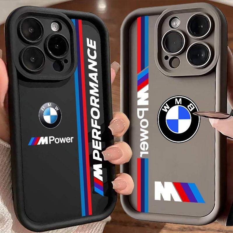เคสรถสปอร์ต Bmw หรูหราสีแดงและสีน้ําเงินสําหรับ iPhone 16E, 16, 15, 11, 14, Pro Max, Plus, 12, 13, Mini,ทําจากซิลิโคน,ฝาครอบกันกระแทก