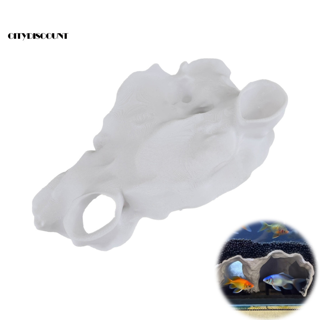 <citydiscount> Aquarium ตกแต่งสําหรับปลาขนาดเล็กที่สมจริงถ้ําปลา Hideout Natural Curve Aquarium Cave