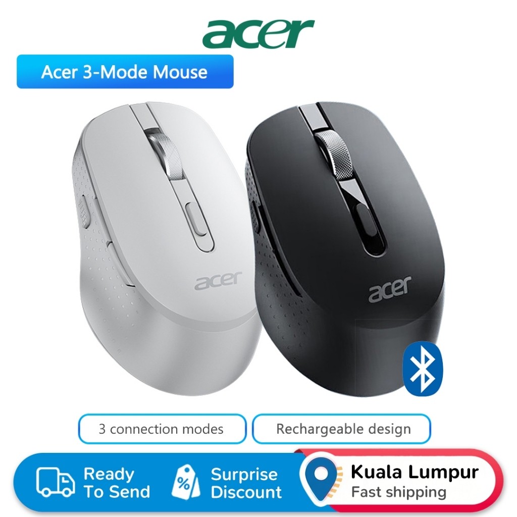Acer เมาส์บลูทูธ M155 โหมดคู่ TypeC เมาส์พกพาออกแบบตามหลักสรีรศาสตร์แบบชาร์จไฟได้สําหรับสํานักงาน